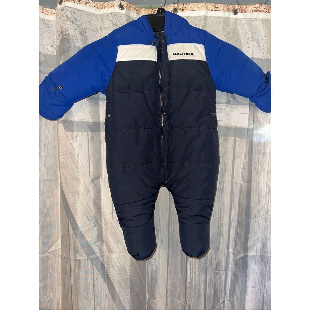 Nautica Baby Boys Snow Suit 3-6 M Navy Blue Zip Up Water Resistant